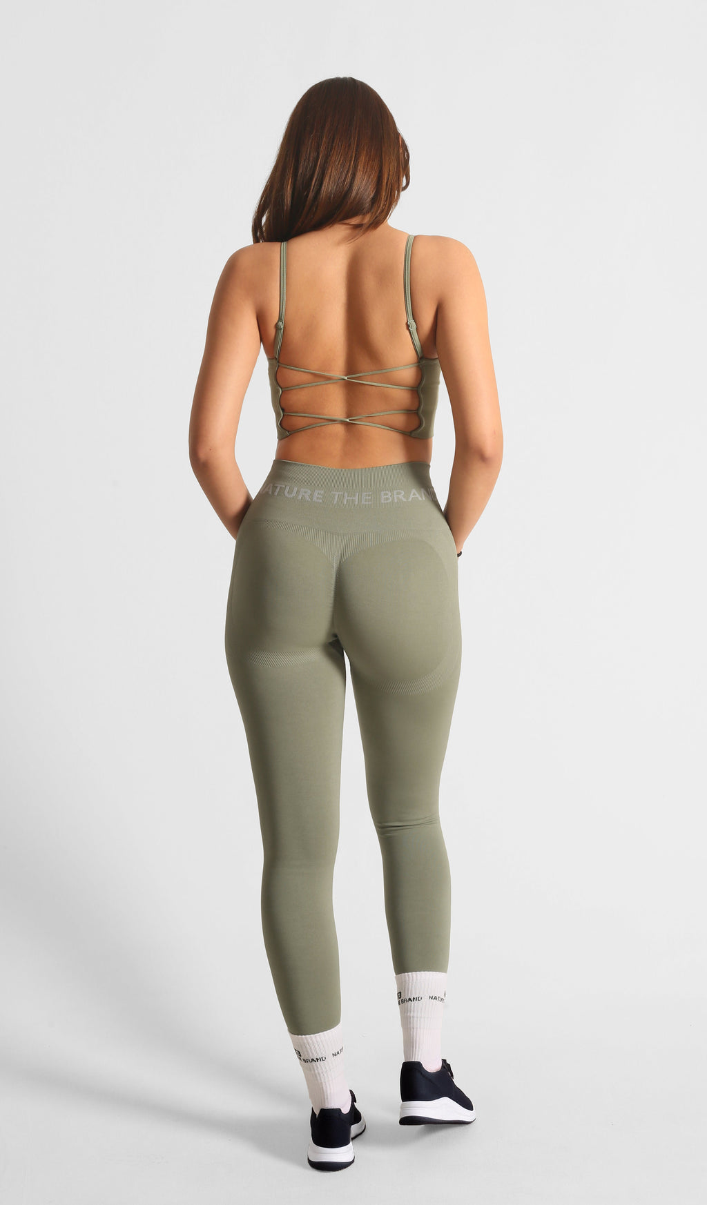 High Waist Formende Scrunch- und Nahtlose Sportleggings Khaki