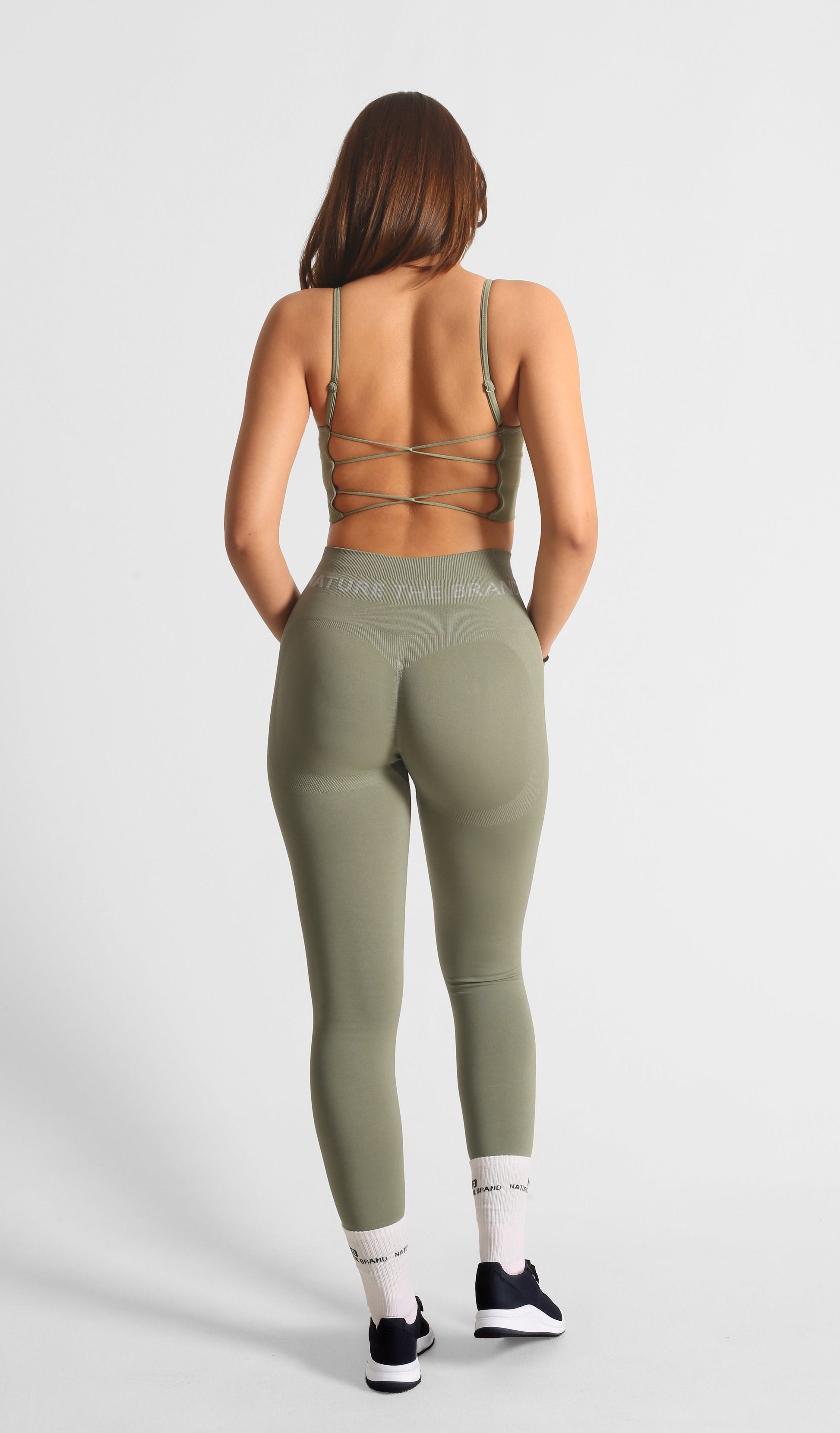 High Waist Formende Scrunch- und Nahtlose Sportleggings Khaki