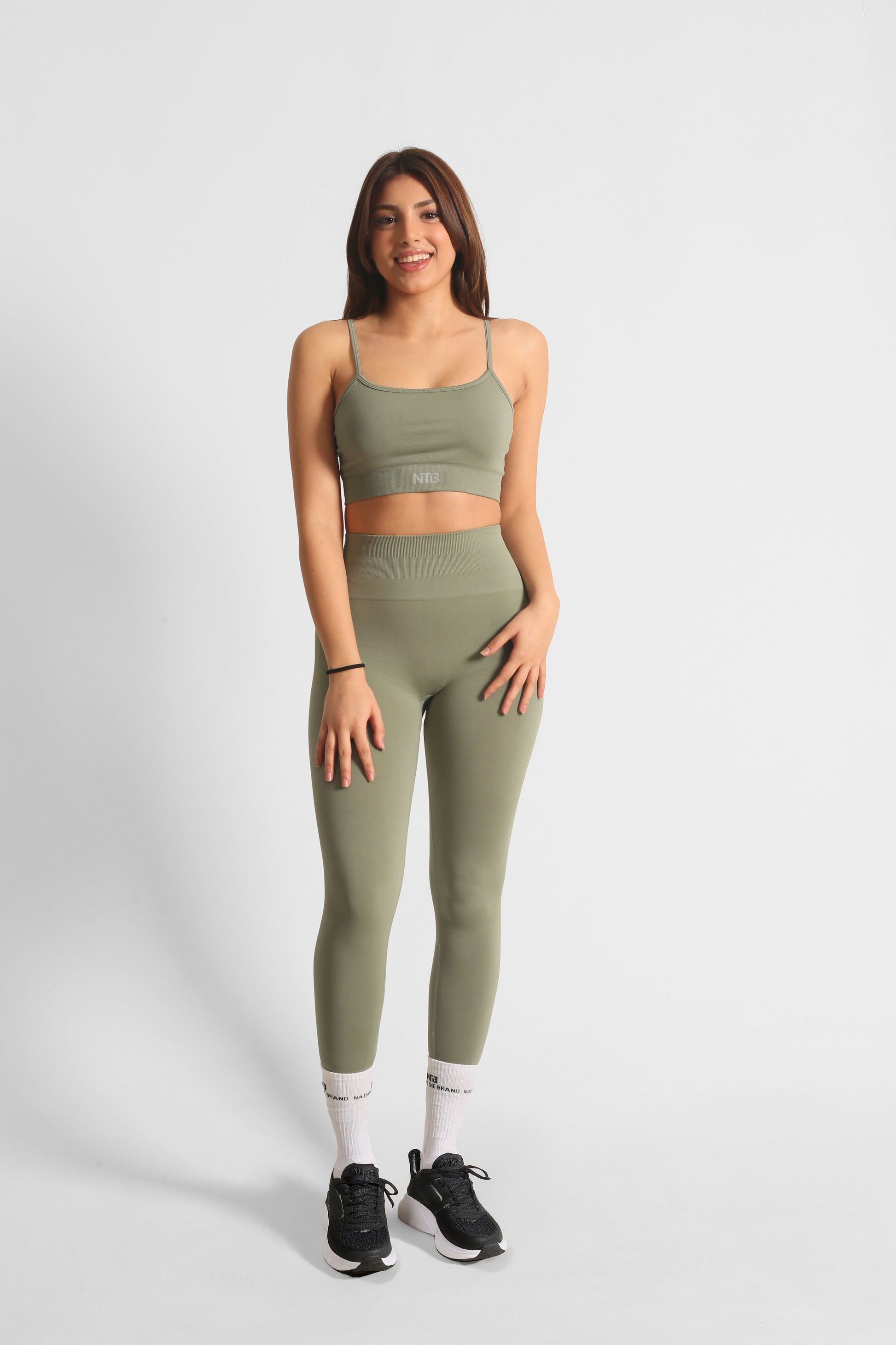High Waist Formende Scrunch- und Nahtlose Sportleggings Khaki