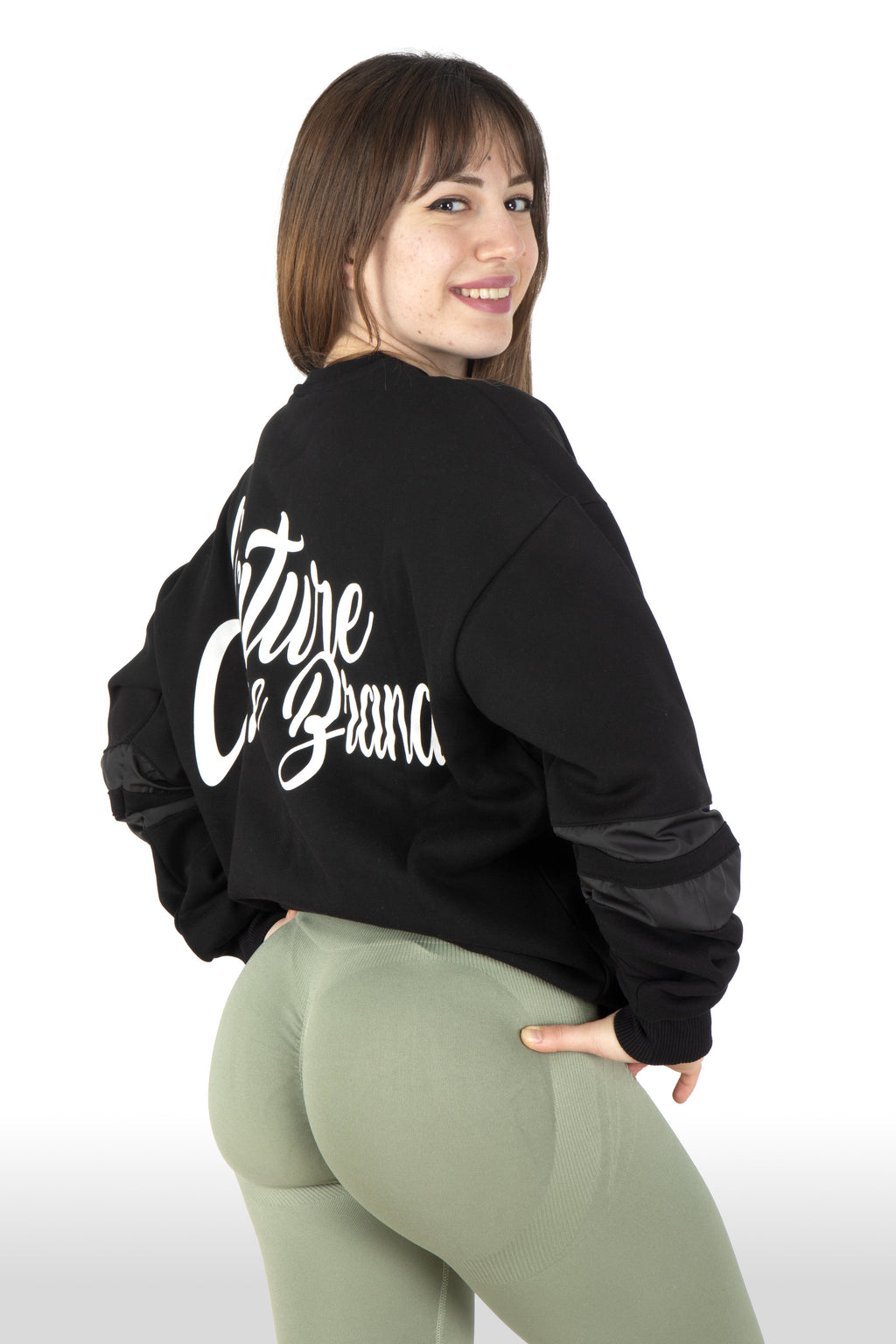 NTB Damen Oversize Sweatshirt mit PVC-Panel Schwarz