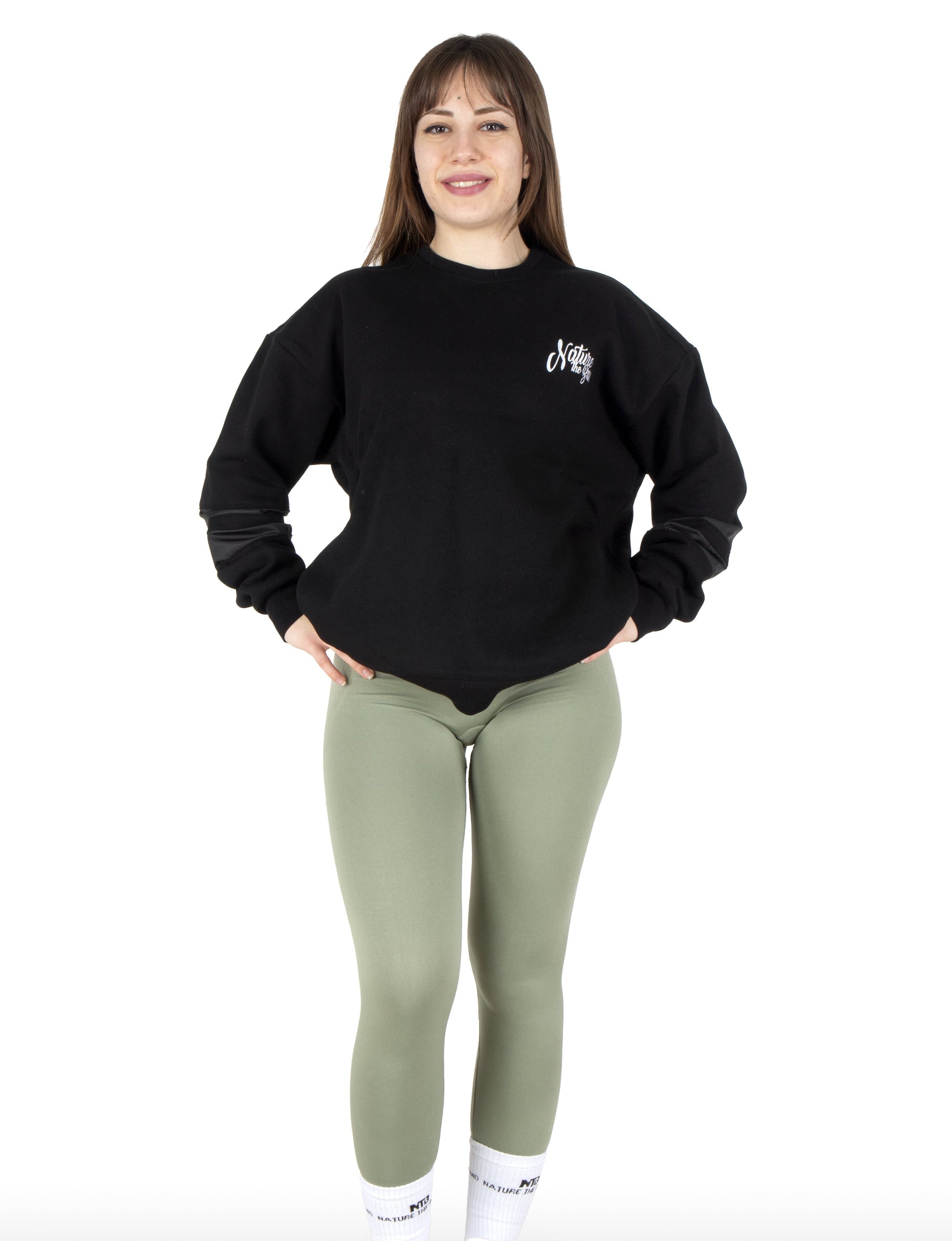 NTB Damen Oversize Sweatshirt mit PVC-Panel Schwarz