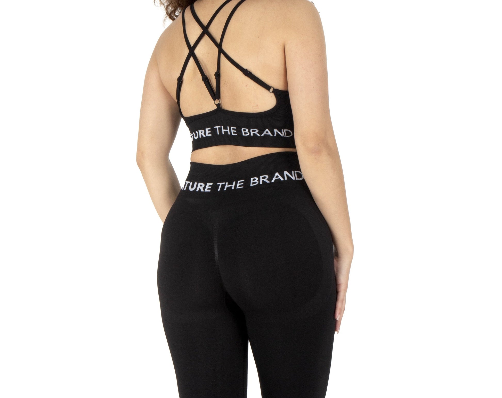 Damen Sportleggings mit Hohem Bund und Formendem Scrunch-Effekt Schwarz