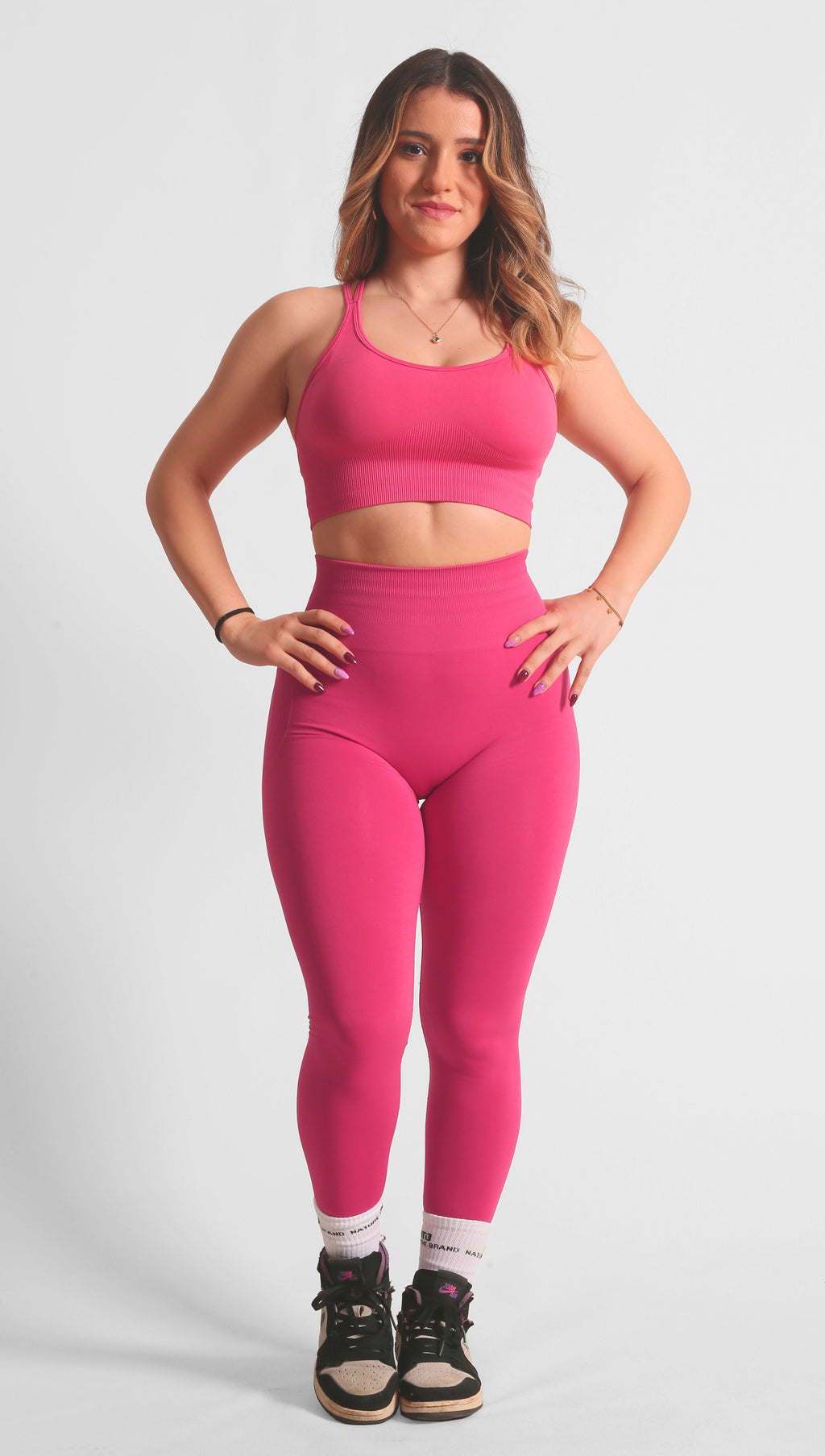 High Waist Seamless Sportleggings mit formendem Effekt in Pink
