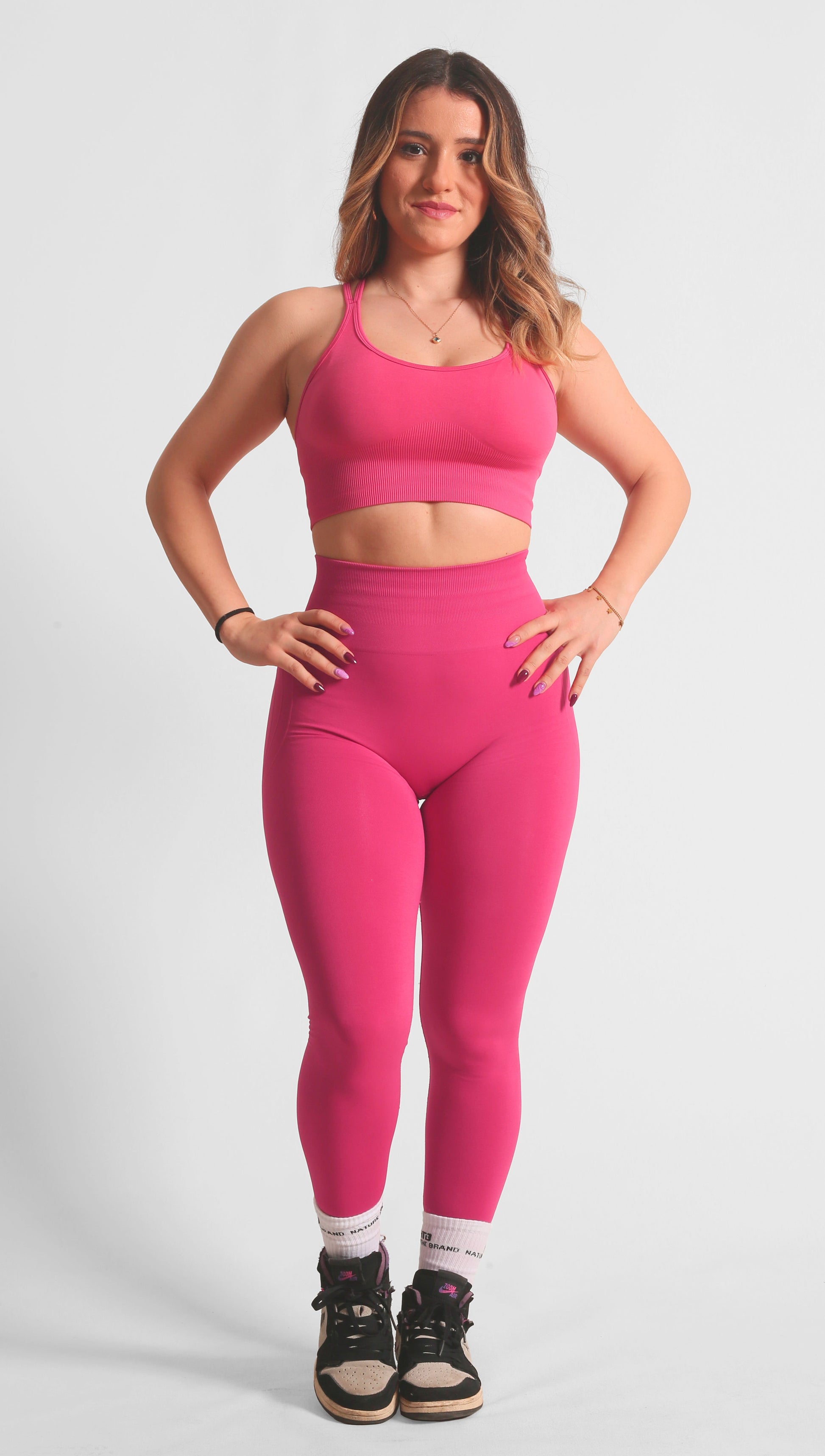 High Waist Seamless Sportleggings mit formendem Effekt in Pink