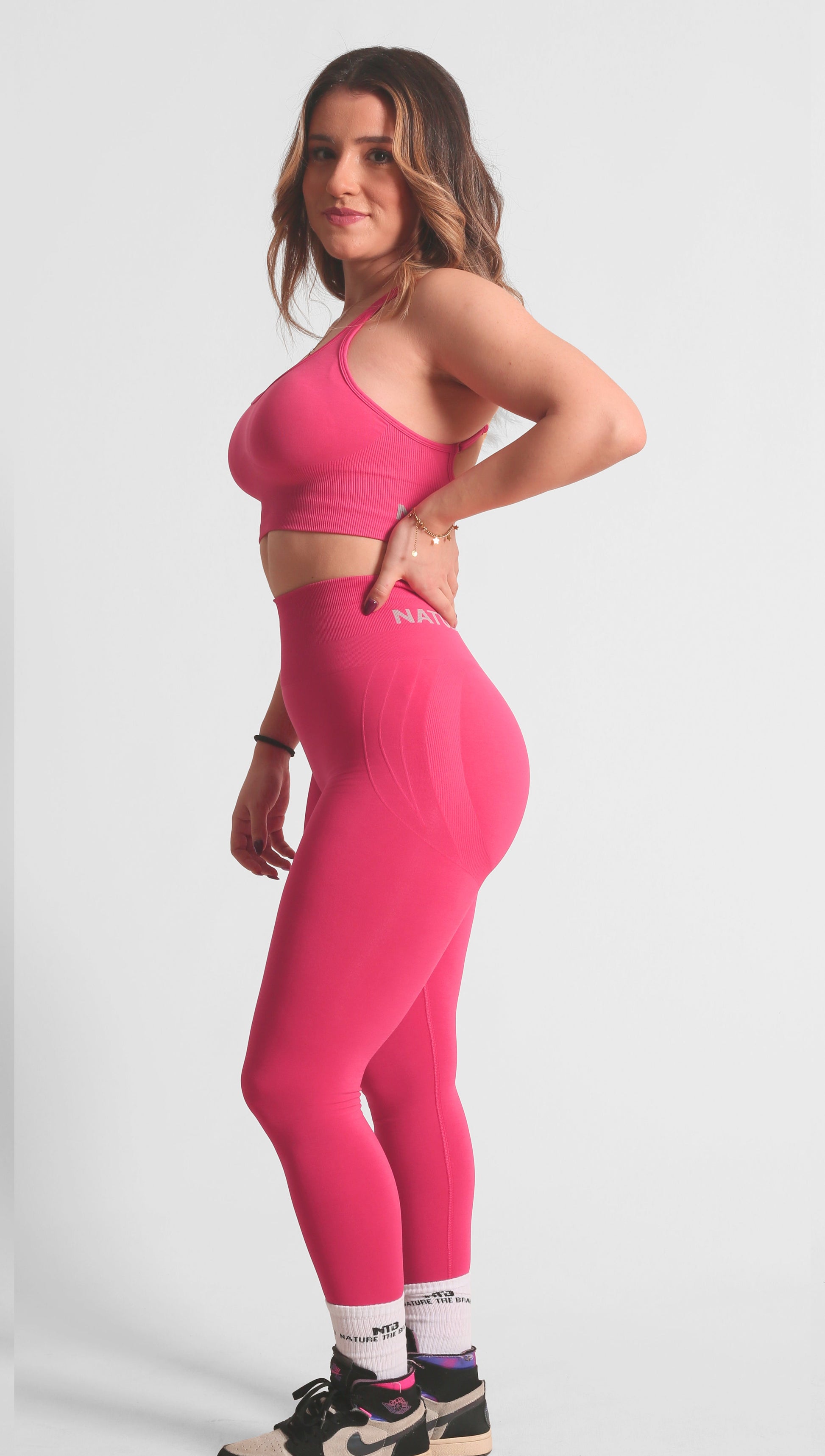 High Waist Seamless Sportleggings mit formendem Effekt in Pink