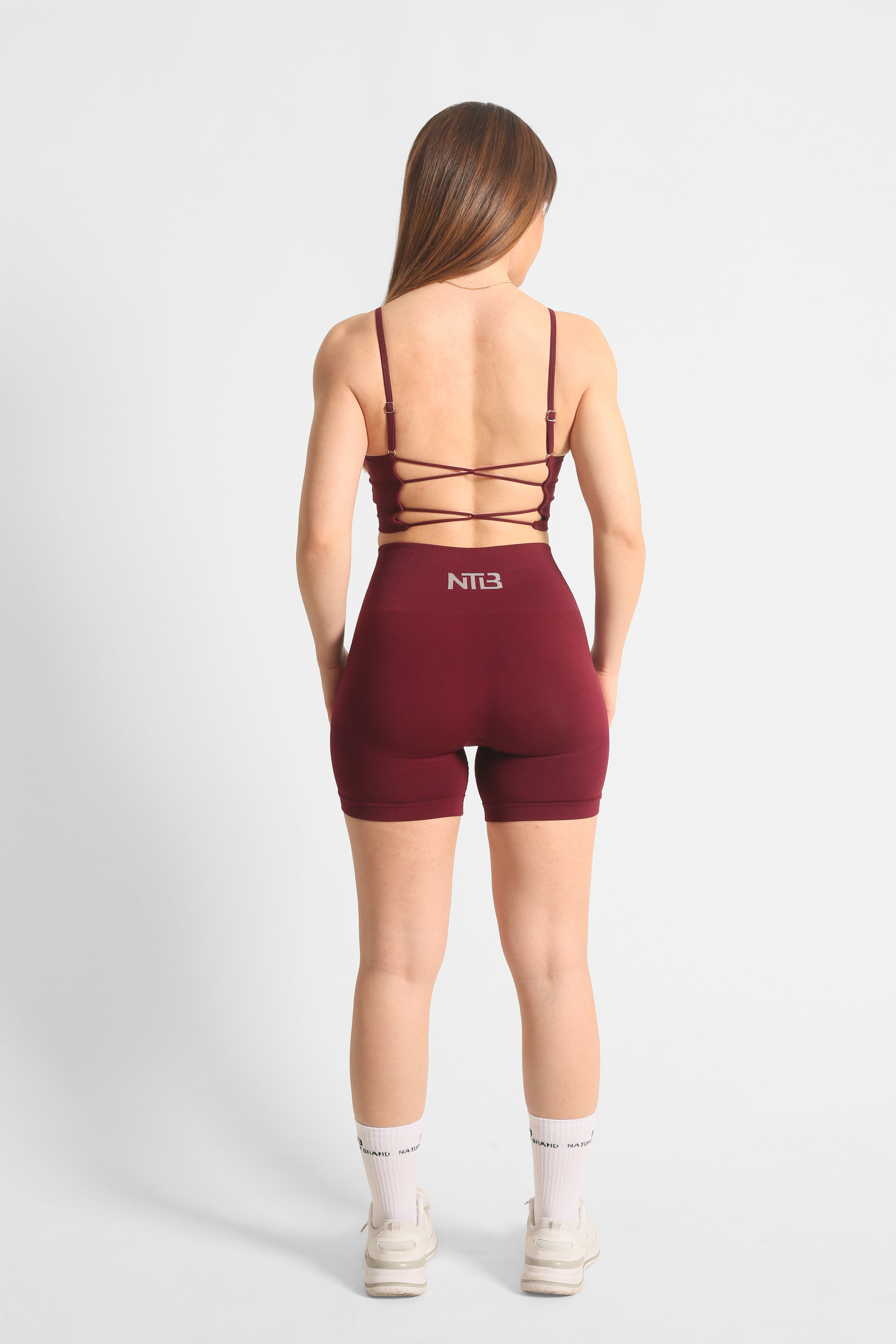 Push-Up Ohne Raffung Kurze Sport-Shorts in Dunkelweinrot