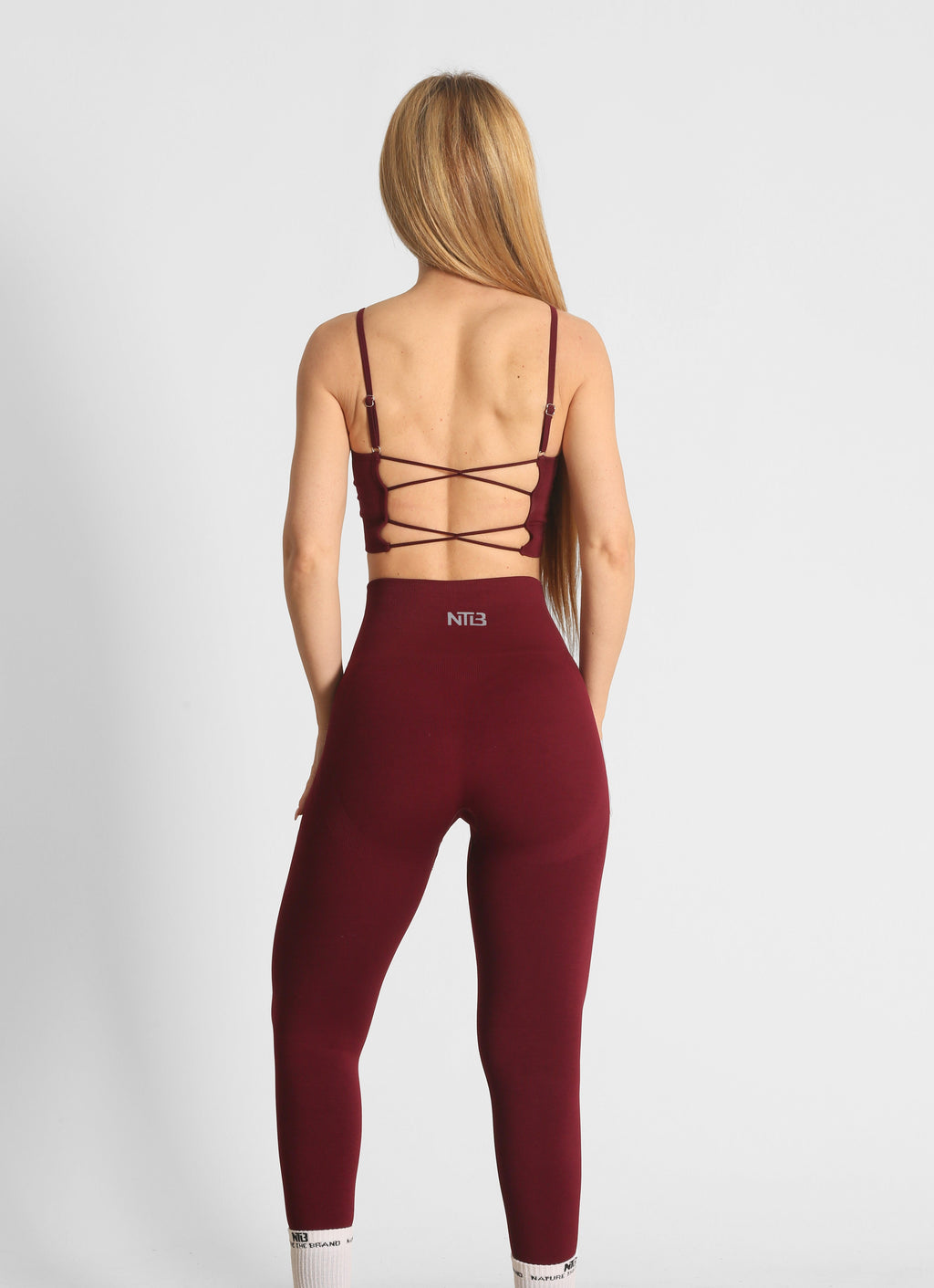 Hohe Taille Nahtlose und Scrunch-freie Hüftformende Sportleggings in Dunkelweinrot